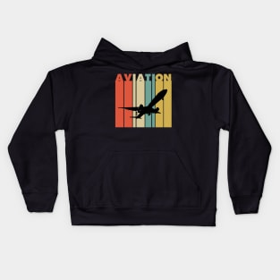 Colorful plane with aviation text and lines Kids Hoodie